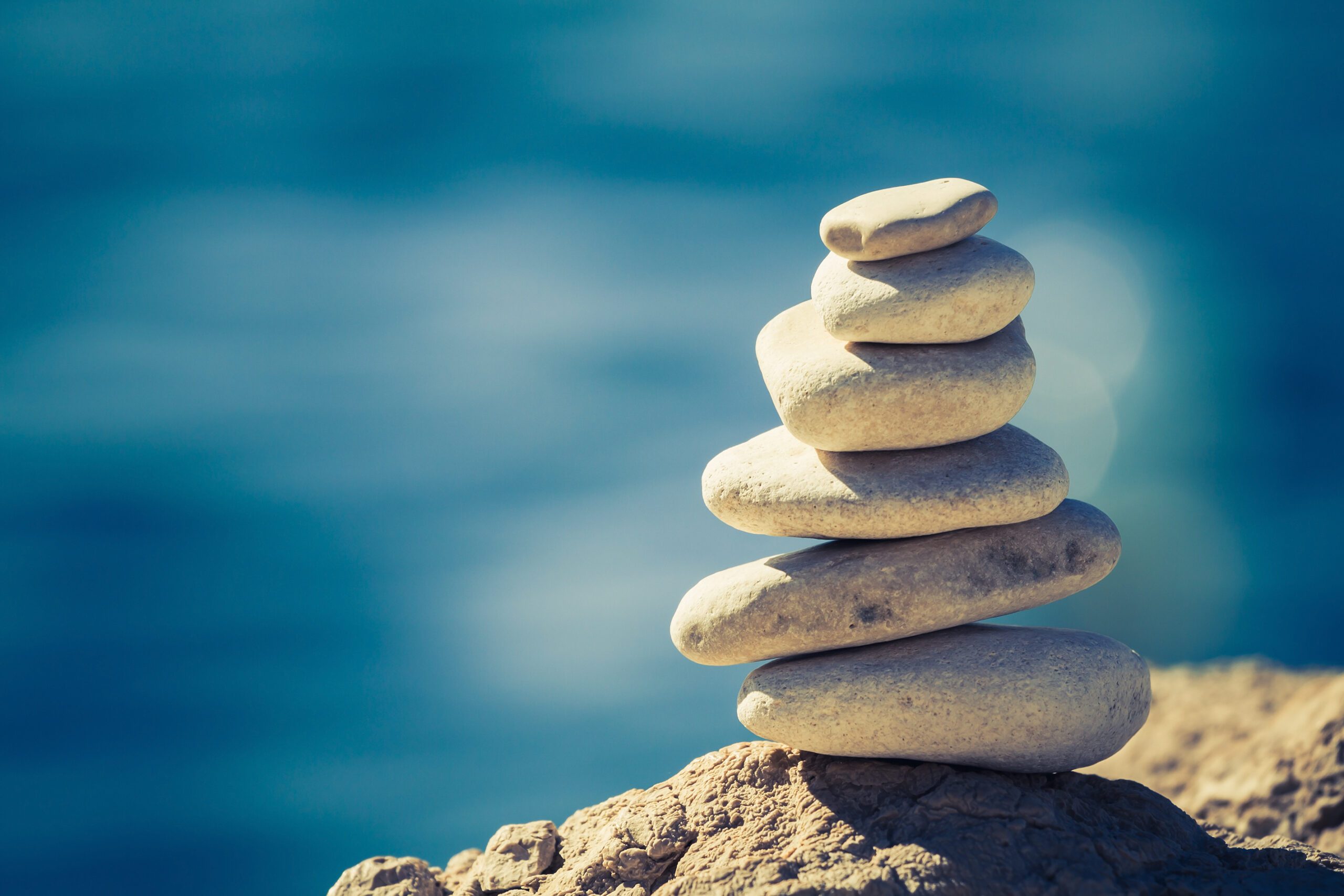 Pile of flat, smooth rocks
