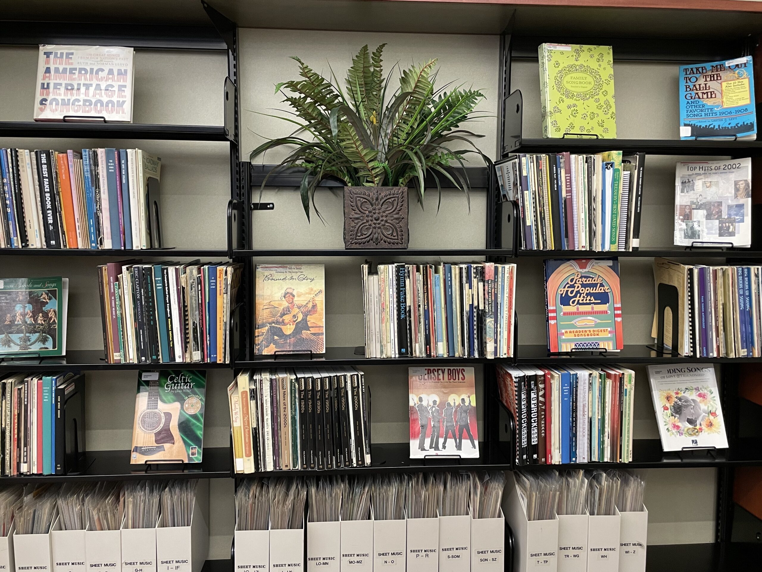 Shelves in the Sheet Music section