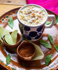 Traditional mexican esquites corn