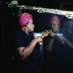 Woman working in a factory.