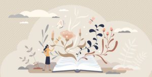 Reading, imagination illustration