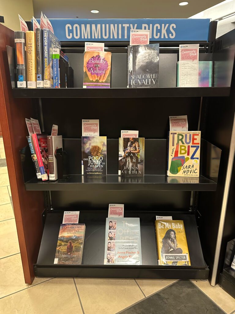 Community Picks shelf at the library