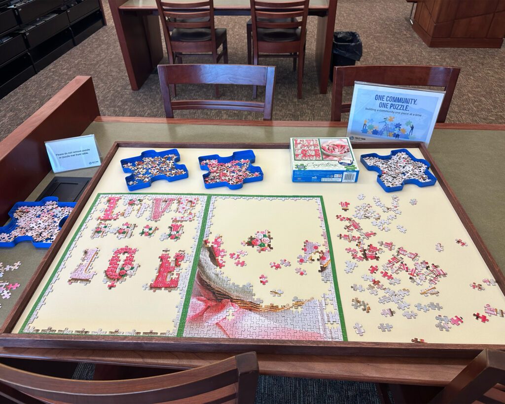 Community puzzle table in February 2024