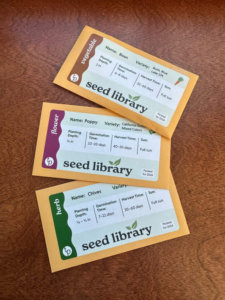 seed packets from the new seed library