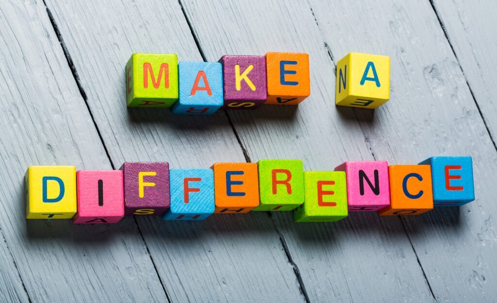 Blocks that spell out "make a difference"