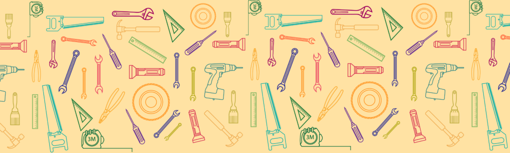 illustration of various building and construction tools