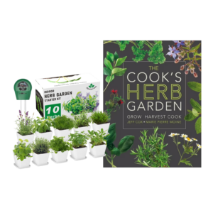 Gardening Prize Basket with an Indoor Herb Garden Kit and The Cook's Herb Garden Book by DK.