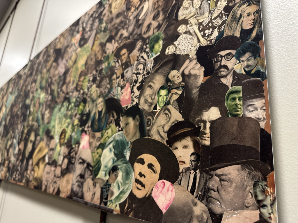 Collage by William Durkin featuring magazine cutouts of popular people in the 1970s