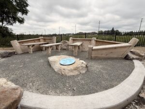 Council ring with wooden seats