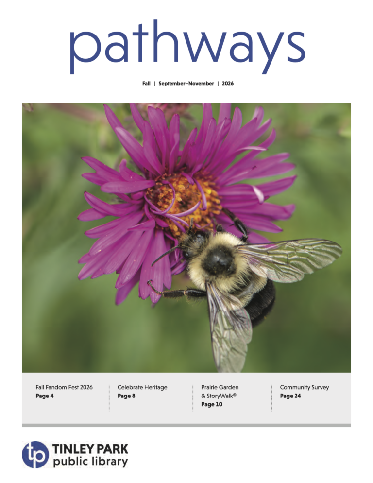Pathways Fall 2026 Newsletter cover featuring a bumble bee on a prairie flower